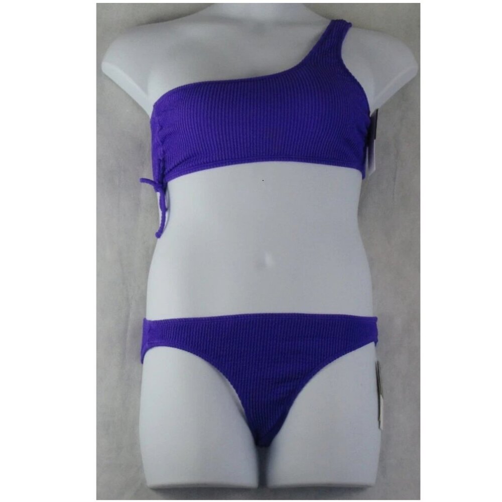 NWT Salt + Cove Juniors 2-Piece One-Shoulder Bikini Swimsuit Set, Purple